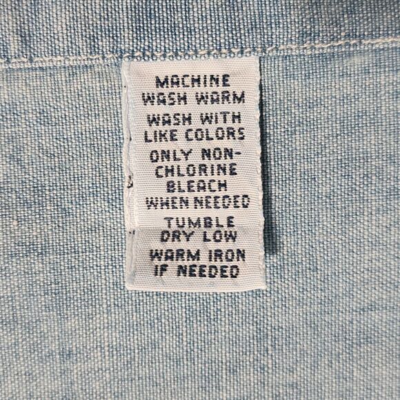 Vtg Ralph Lauren Mens Cotton Long Sleeve Button Shirt Distressed Denim Blue XXL - Picture 8 of 9